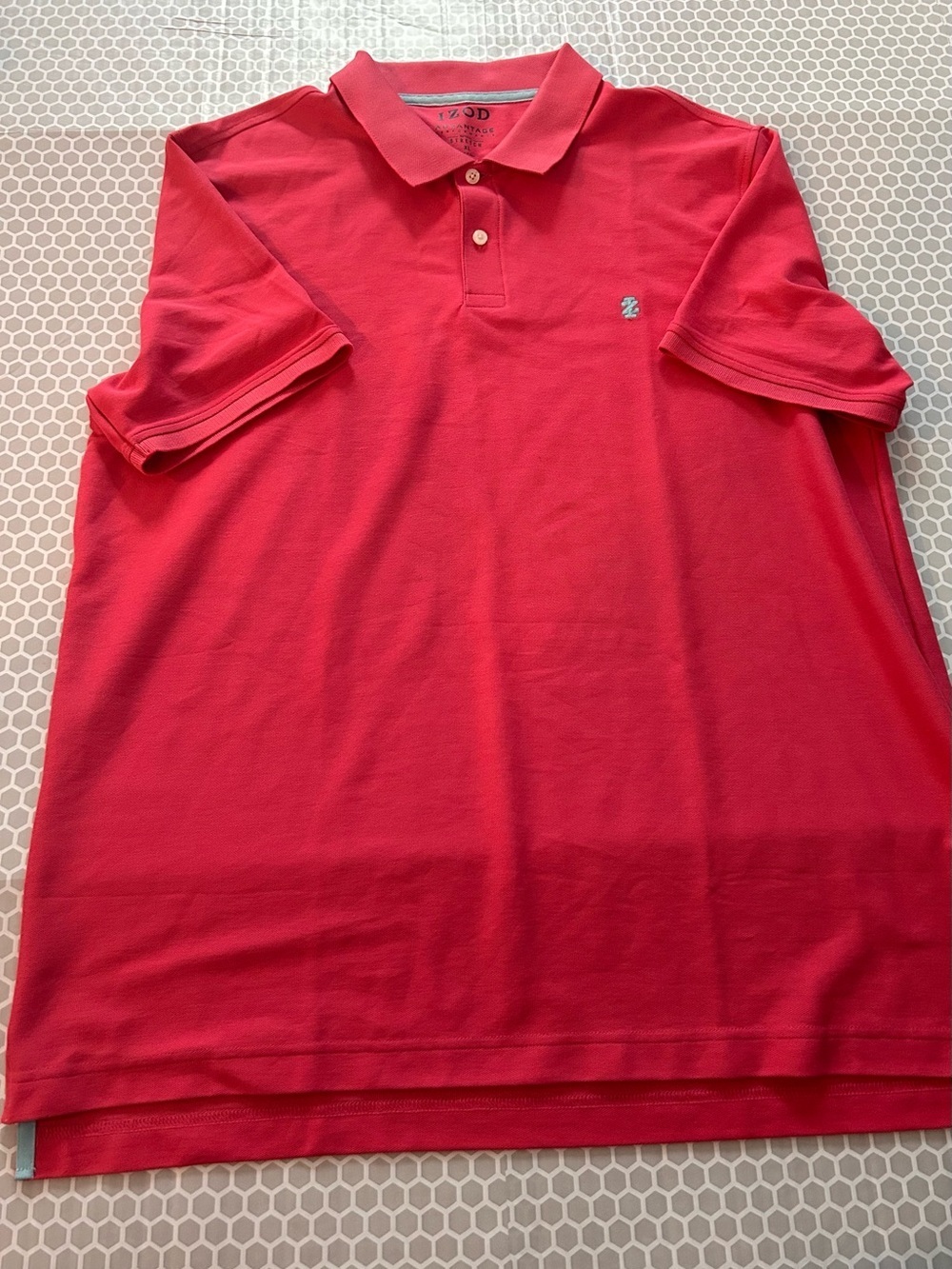 Izod Men's Coral-Pink Polo Shirt  Embroidered Logo Stretch. Size XL